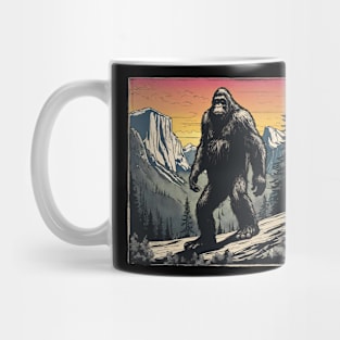 Coolest Bigfoot Believer Wanderlust in the Retro Japanese Mountains Mug